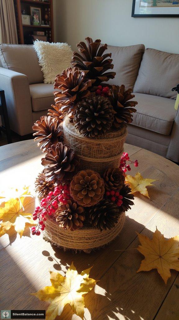 rustic pinecone relief sculpture