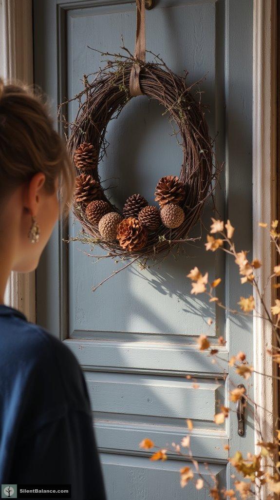 rustic pinecone twig wreath