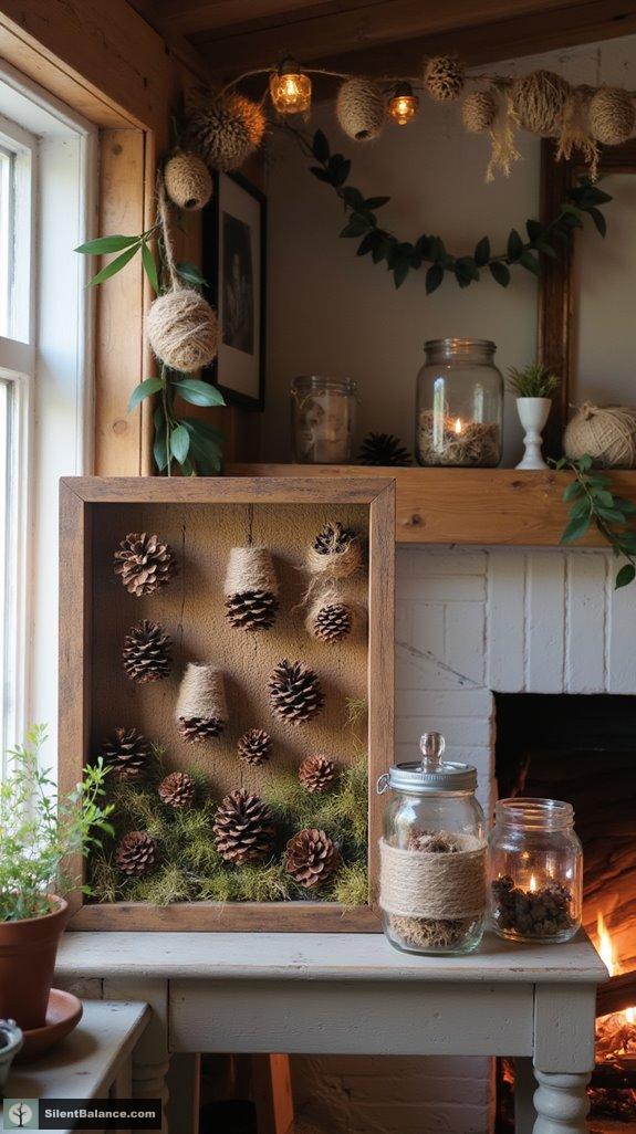rustic pinecone twine decorations