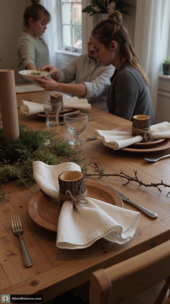 rustic tree bark napkin rings