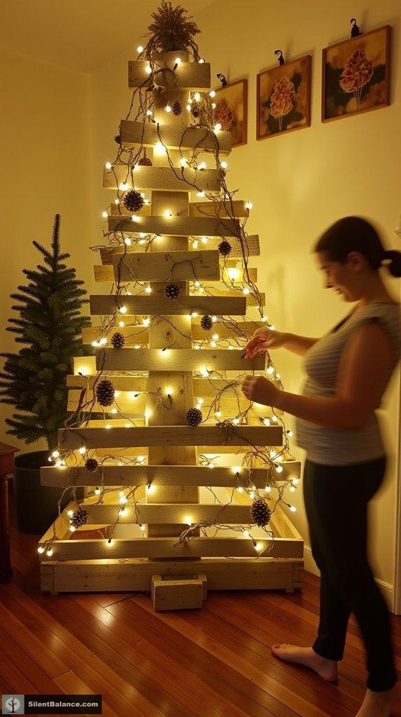 rustic tree with fairy lights