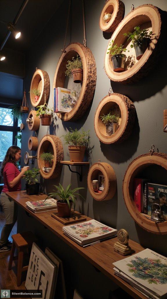 rustic wall mounted shelves showcase