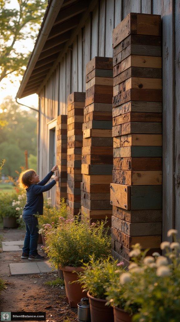 rustic wood block towers