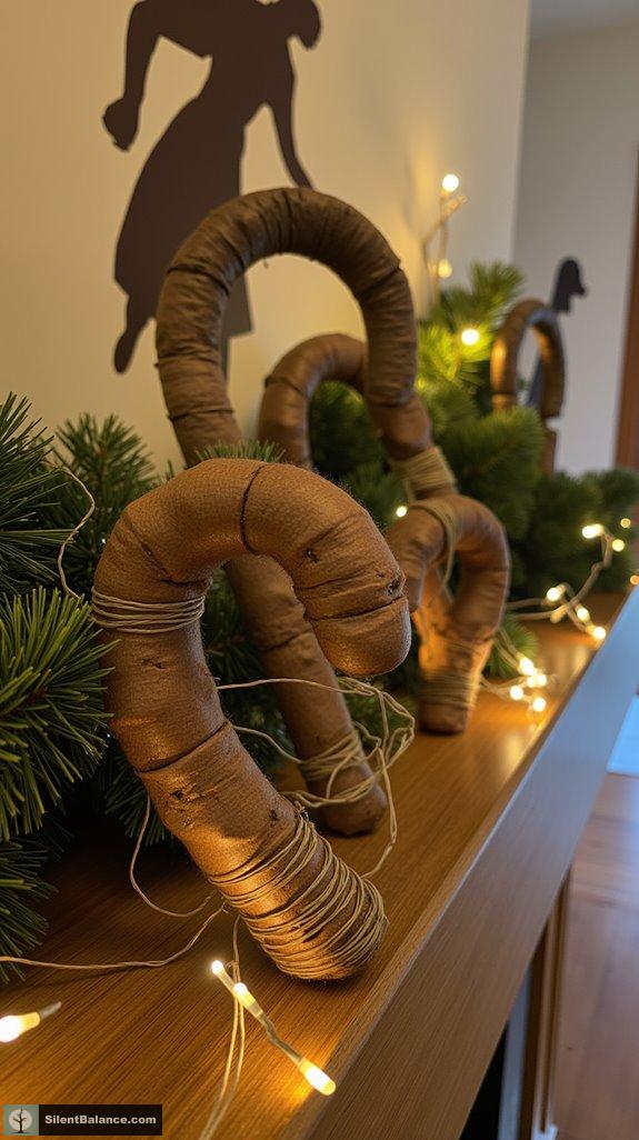 rustic wood grain candy canes