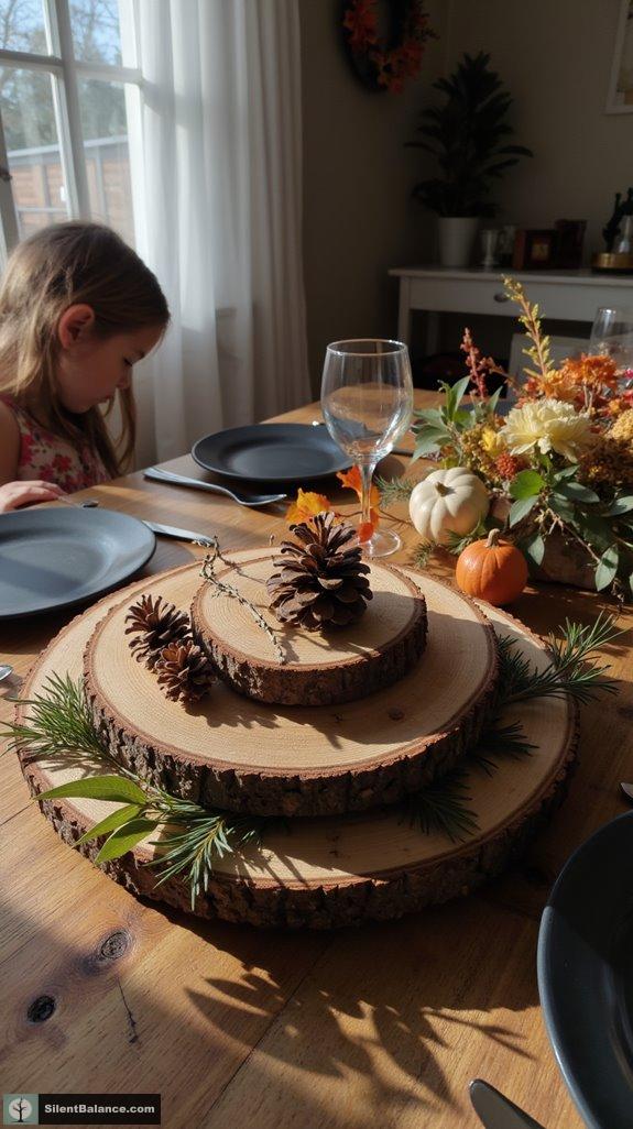 rustic wood slice decor