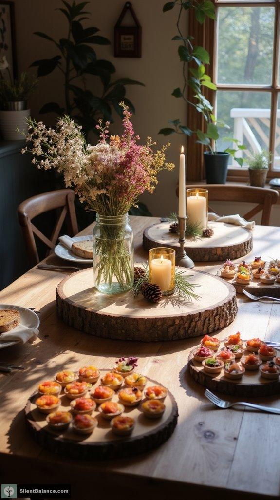 rustic wood slice decor