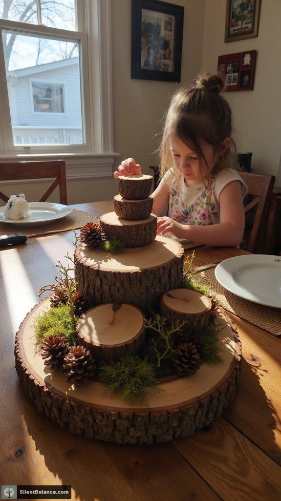 rustic wood slice displays