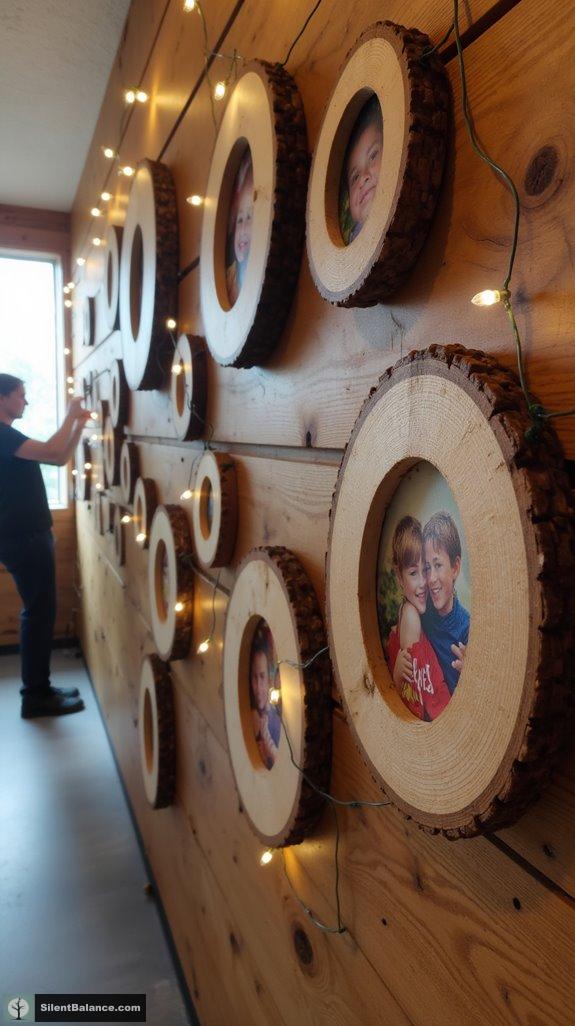 rustic wood slice frames