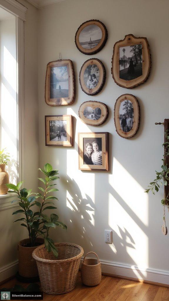 rustic wood slice frames