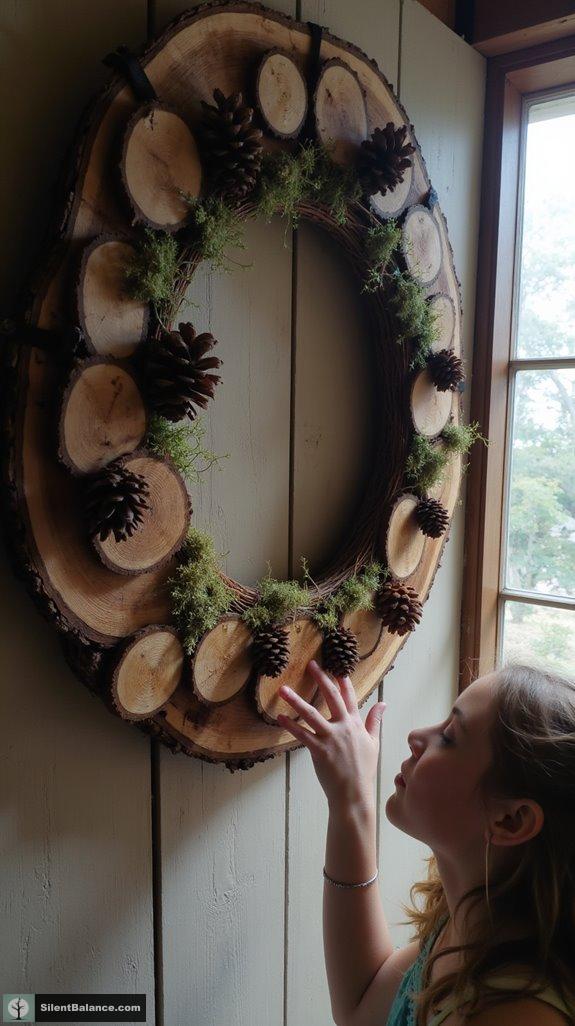rustic wood slice wreath
