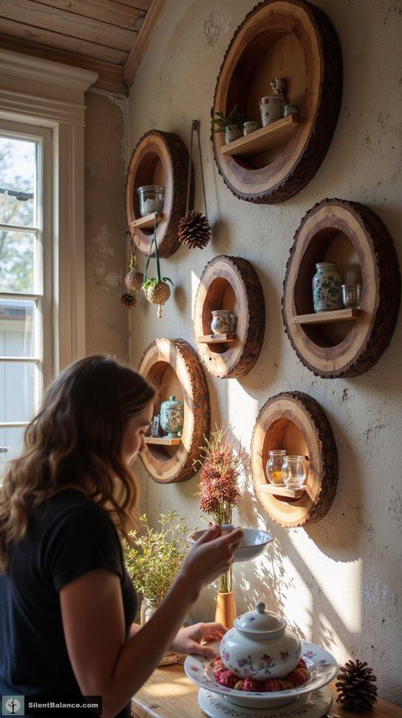 rustic wood wall shelves