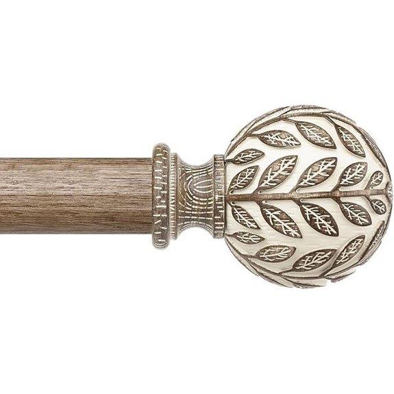 Rustic 36-122 Inch Wooden Curtain Rods with Finials