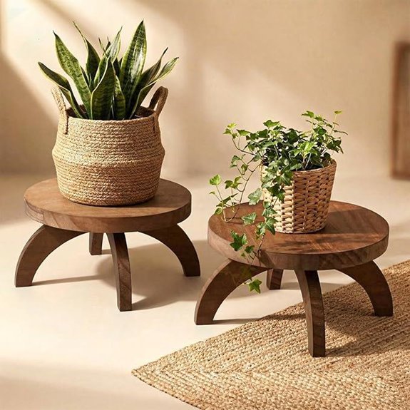 Novabright Rustic Wooden Plant Pedestal (2 Pack)