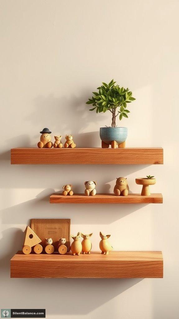 rustic wooden wall shelves