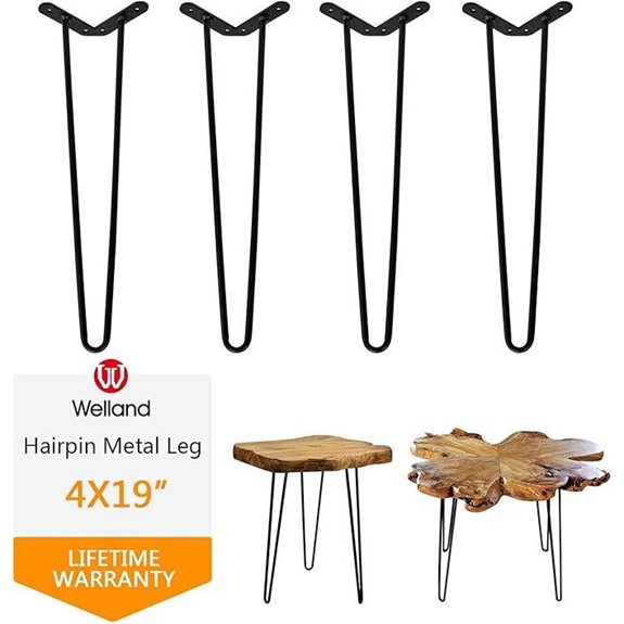 WELLAND 19 Satin Black Metal Furniture Legs (4)