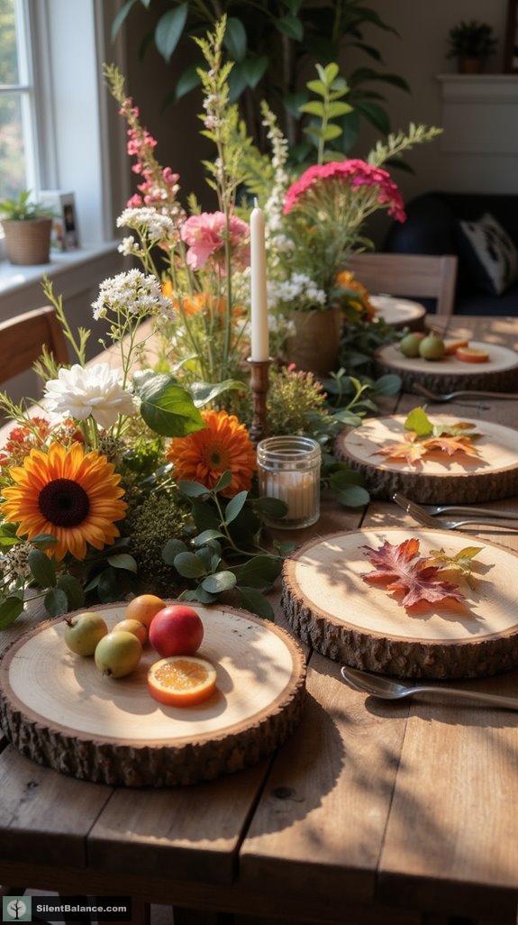 seasonal decor with wood slices