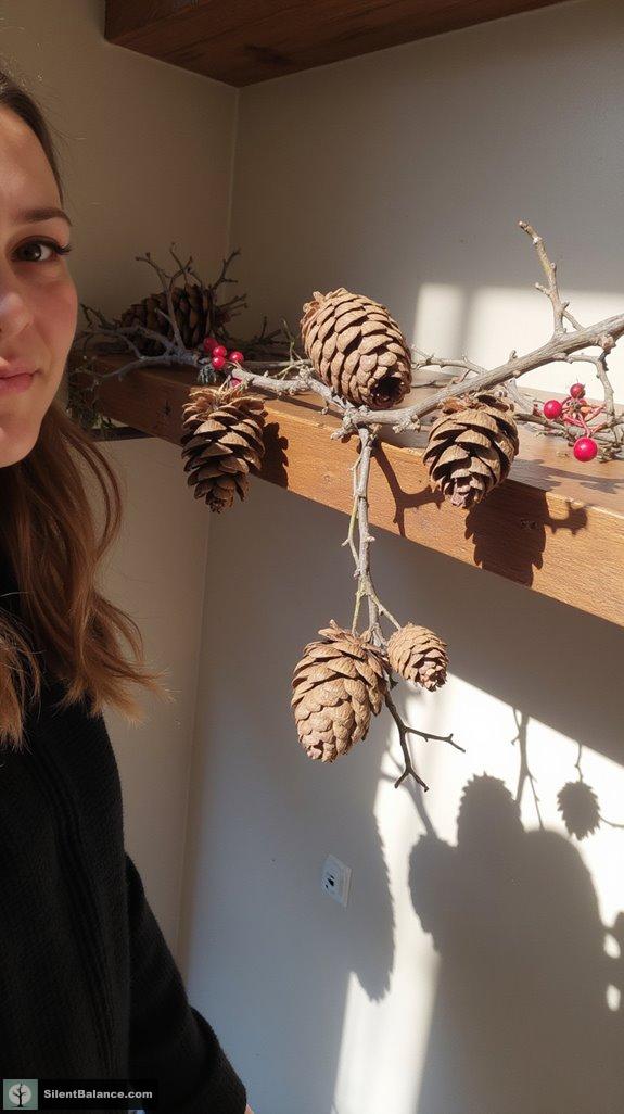 seasonal pinecone twig garlands