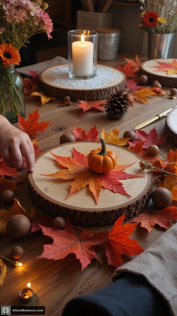 seasonal wood slice decor