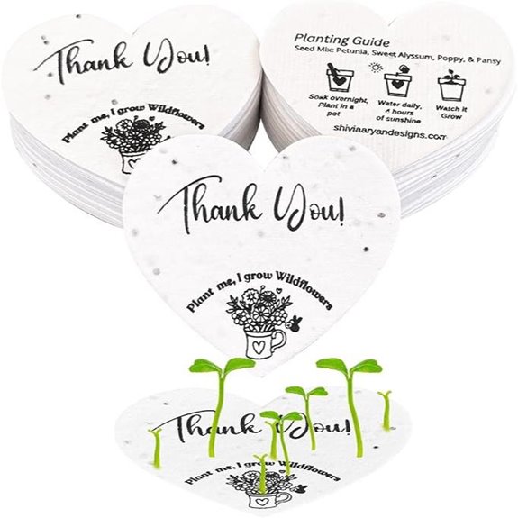 Plantable Seed Paper Hearts with Wildflower Seeds (2.5x2in)