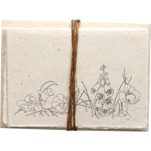 Handmade Seeded Plantable Note Cards with Envelopes Set of 6 Wildflowers