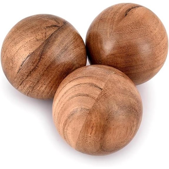 NIRMAN Acacia Wood Decorative Balls Set of 3
