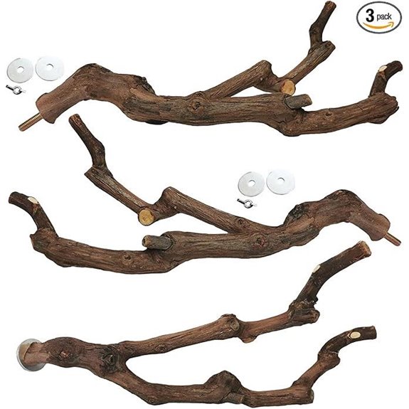 Kathson Natural Parrot Perch Bird Stand Set (3PCS)