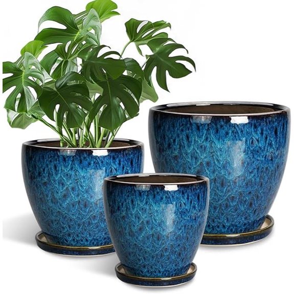 Ceramic Indoor Plant Pots with Drainage – Set of 3