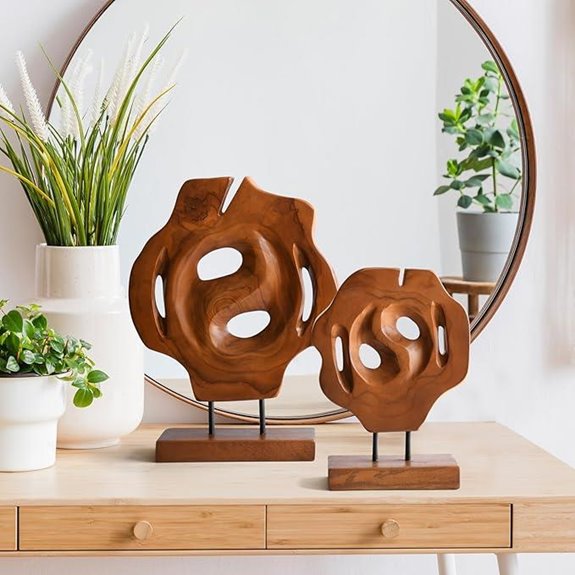 Welland Set of 2 Teak Wood Sculptures