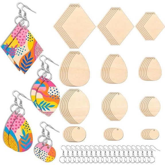 180PCS Unfinished Wooden Jewelry Pendants Set