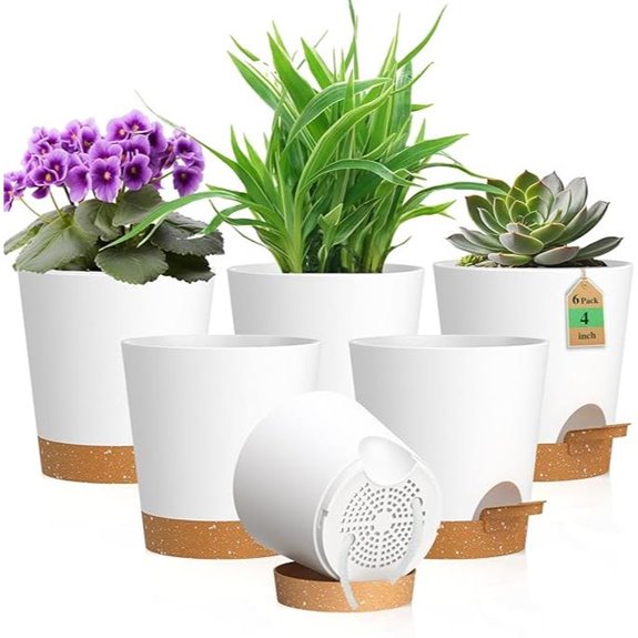 Self-Watering Plant Pots with Drainage 6-Pack