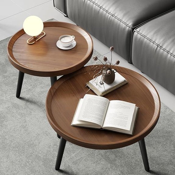Small Walnut Nesting Coffee Tables (Set of 2)