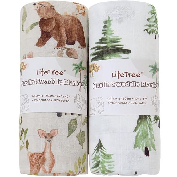 LifeTree Muslin Swaddle Blankets for Babies