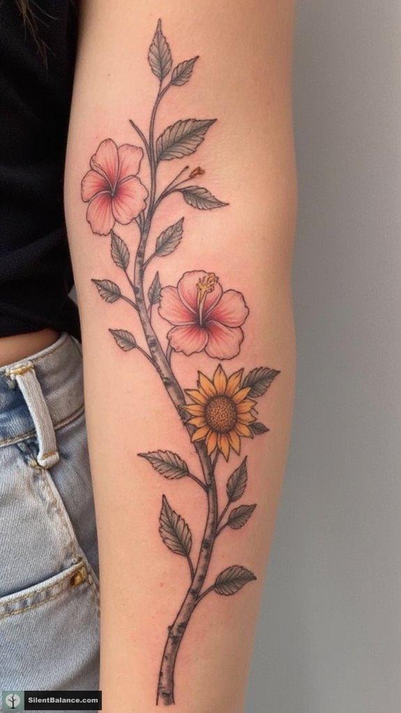 summer floral tree tattoos