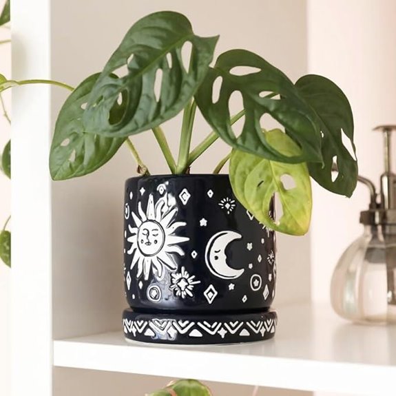 Midnight Sun & Moon Phases Succulent Planter