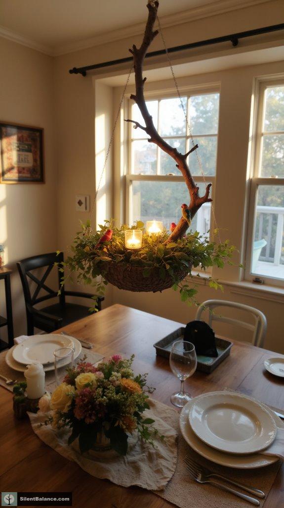 suspended branch centerpiece art