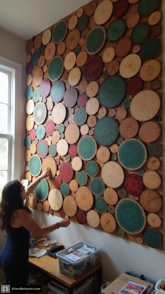 sustainable tree disc mural