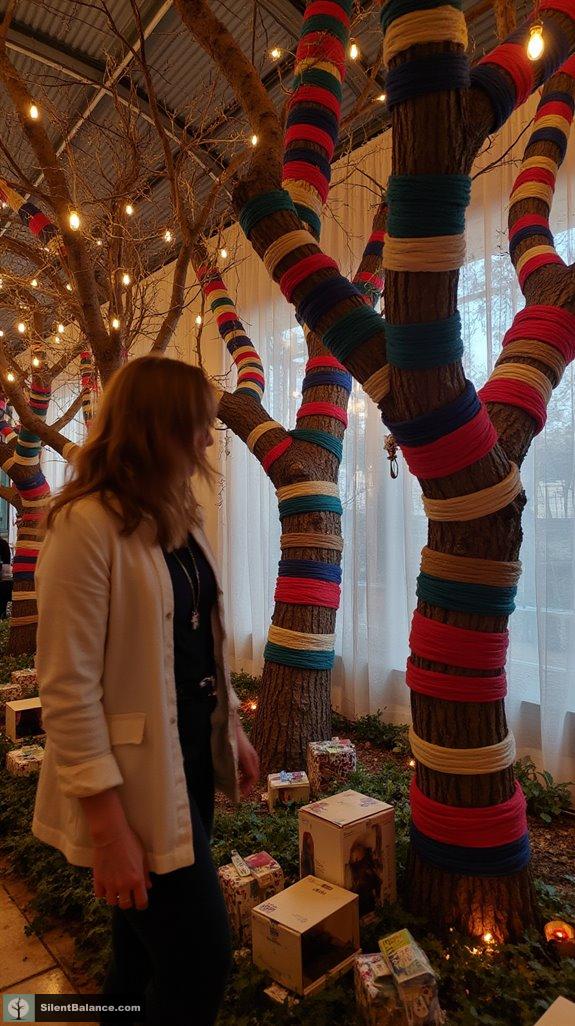 symbolic fabric wrapped branches