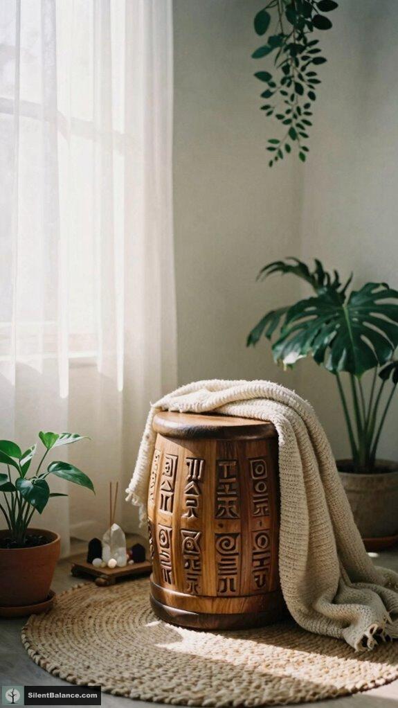 symbolic wooden ritual stools alignment