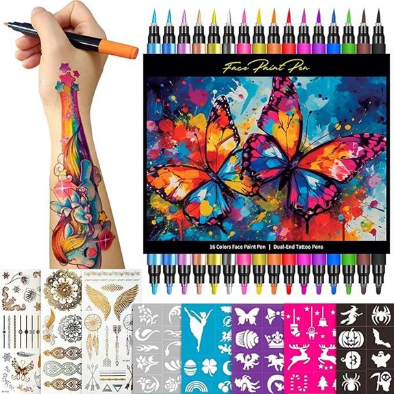 Tattoo Markers Kit with Stencils and Stickers