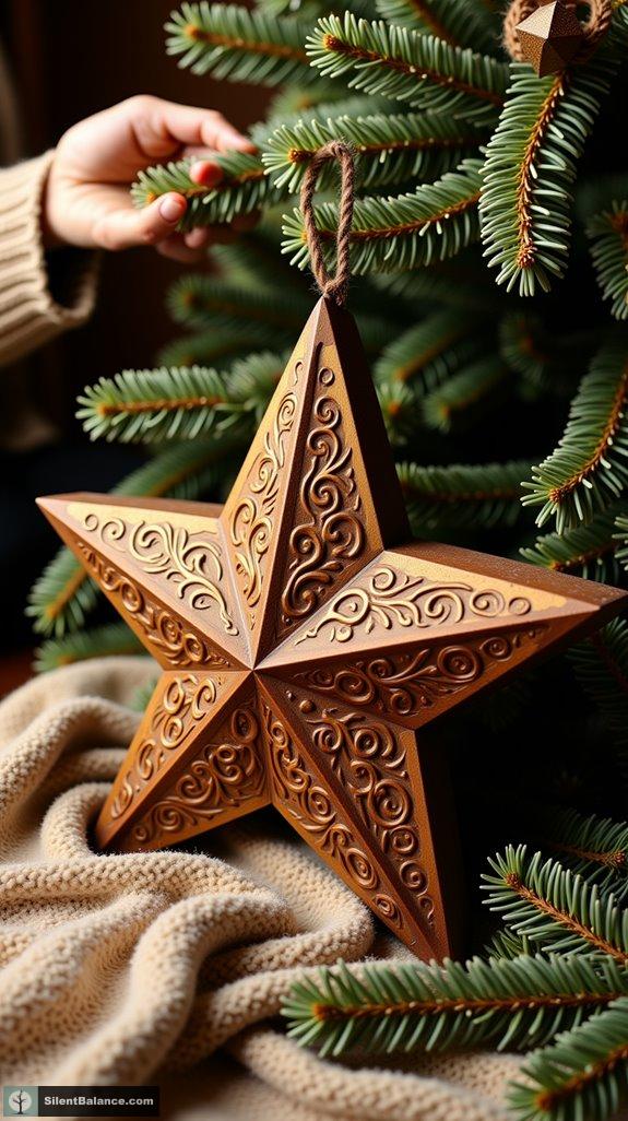 textured hand carved holiday star