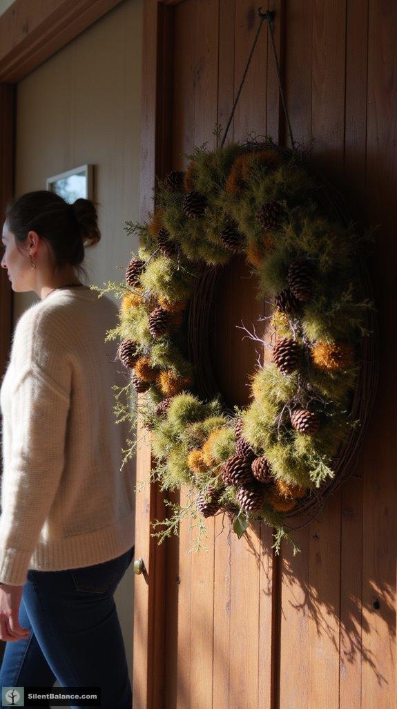 textured pinecone and moss
