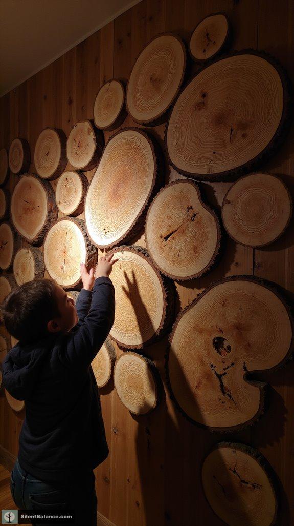 textured tree slice decor