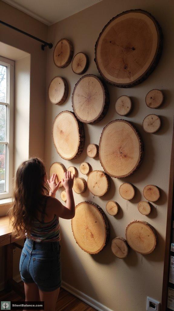 textured wood slice decor