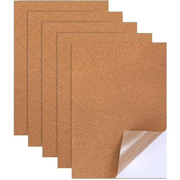 5 Pack Thin Adhesive Cork Sheets for DIY Crafting