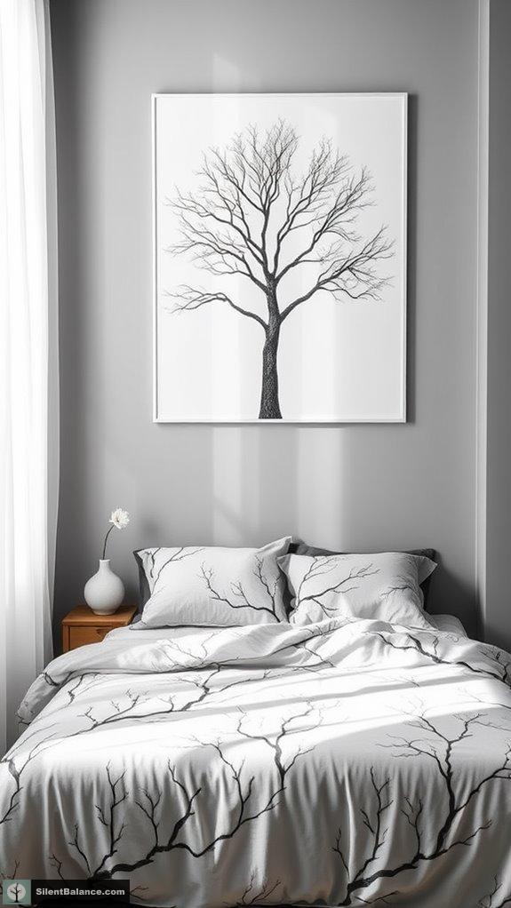 tranquil bedroom feature prints