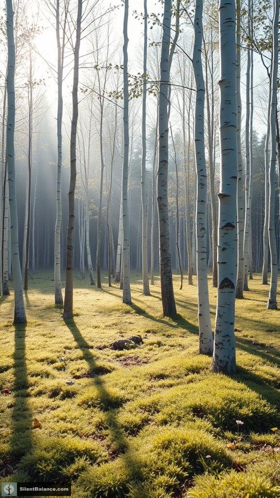 tranquil birch woodland landscape