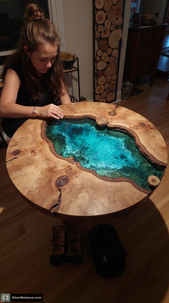 transparent resin tree table