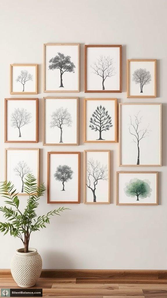 tree inspired art gallery wall