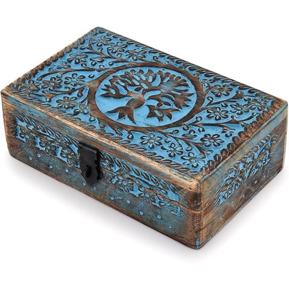 Wooden Jewelry & Tarot Box with Tree of Life Design
