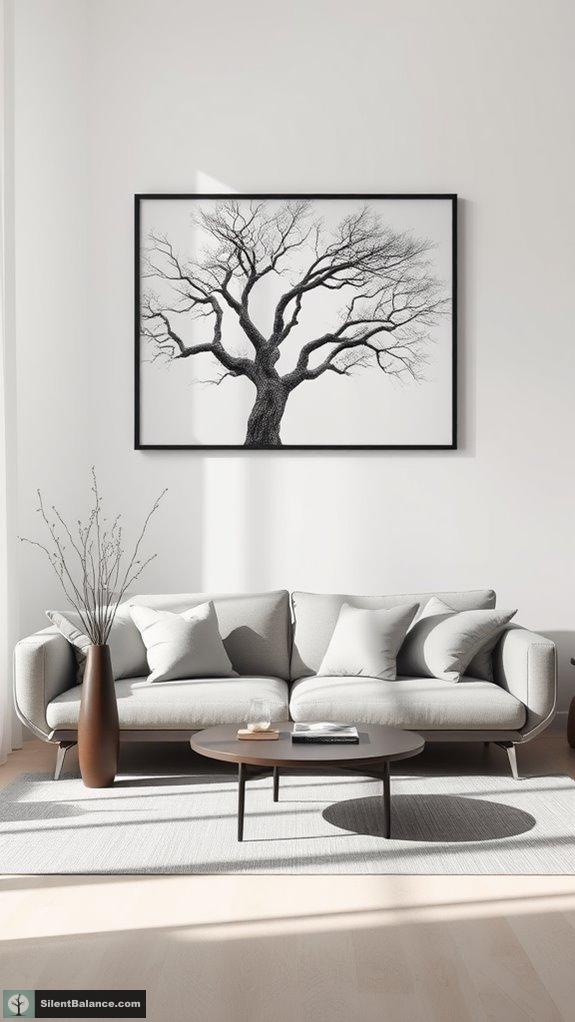 tree prints living room focal